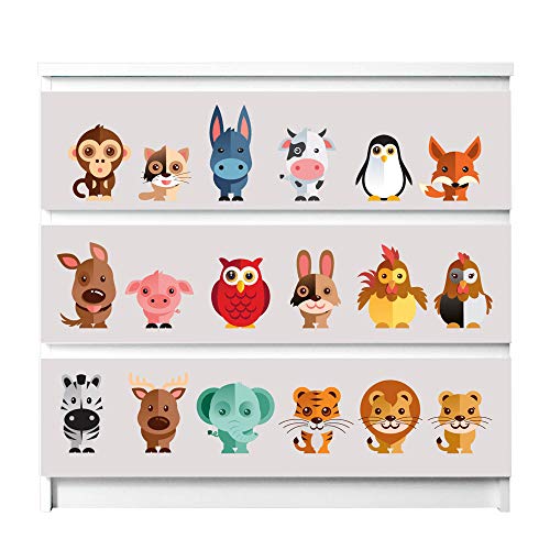 banjado® Möbelfolie selbstklebend für die IKEA Malm Kommode 3 Schubladen - Schrankfolien selbstklebend mit Motiv Freunde/Möbelfolie Malm für Kinder von banjado