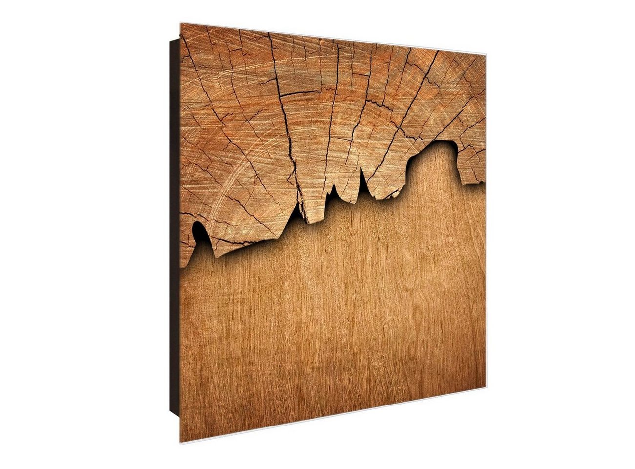 banjado Schlüsselkasten Glas Holz (Stahl Gehäuse, mit 50 Haken), 30 x 30 x 5 cm von banjado