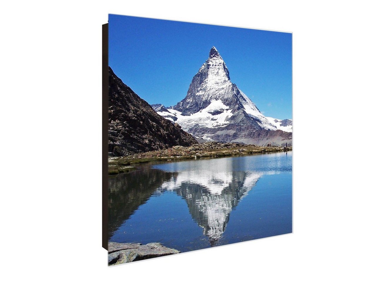 banjado Schlüsselkasten Glas Matterhorn (Stahl Gehäuse, mit 50 Haken), 30 x 30 x 5 cm von banjado