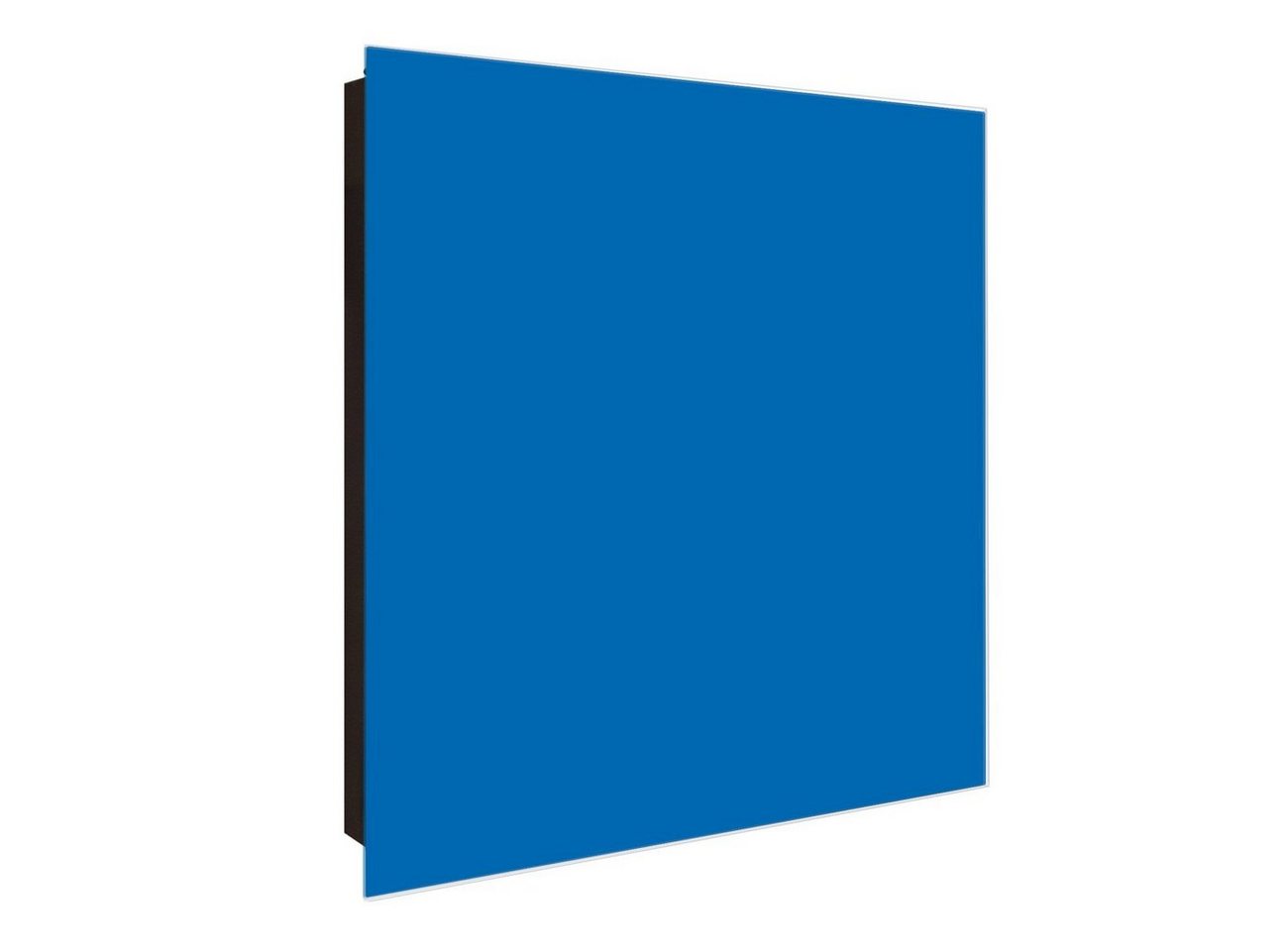 banjado Schlüsselkasten Glas Signalblau (Stahl Gehäuse, mit 50 Haken), 30 x 30 x 5 cm von banjado