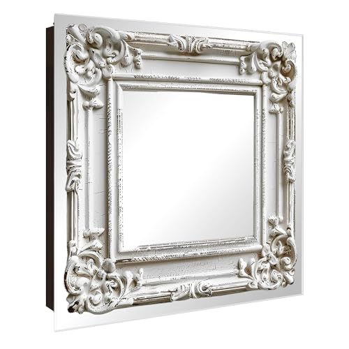 banjado Schlüsselkasten mit Spiegelfront - Schlüsselbox 30cm x 30cm mit 50 Haken - Korpus schwarz Scharnier Links -Schlüsselkasten modern für Schlüsselaufbewahrung - Motiv Antiker Bilderrahmen banjado Schlüsselkasten mit Spiegelfront - Schlüsselbox 30cm x 30cm mit 50 Haken - Korpus schwarz Scharnier Links -Schlüsselkasten modern für Schlüsselaufbewahrung - Motiv Antiker Bilderrahmen von banjado
