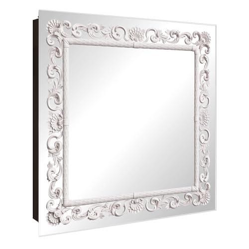 banjado Schlüsselkasten mit Spiegelfront - Schlüsselbox 30cm x 30cm mit 50 Haken - Korpus schwarz Scharnier Links -Schlüsselkasten modern für Schlüsselaufbewahrung - Motiv Barocker Bilderrahmen banjado Schlüsselkasten mit Spiegelfront - Schlüsselbox 30cm x 30cm mit 50 Haken - Korpus schwarz Scharnier Links -Schlüsselkasten modern für Schlüsselaufbewahrung - Motiv Barocker Bilderrahmen von banjado