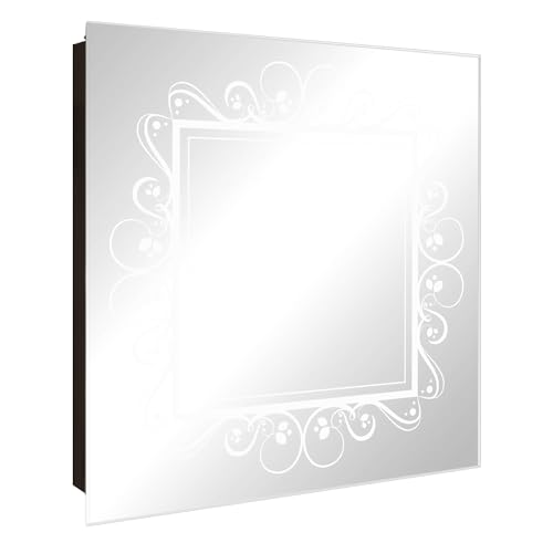 banjado Schlüsselkasten mit Spiegelfront - Schlüsselbox 30cm x 30cm mit 50 Haken - Korpus schwarz Scharnier Links -Schlüsselkasten modern für Schlüsselaufbewahrung - Motiv Zierrahmen Grau-Weiß banjado Schlüsselkasten mit Spiegelfront - Schlüsselbox 30cm x 30cm mit 50 Haken - Korpus schwarz Scharnier Links -Schlüsselkasten modern für Schlüsselaufbewahrung - Motiv Zierrahmen Grau-Weiß von banjado