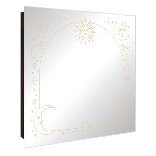 banjado Schlüsselkasten mit Spiegelfront - Schlüsselbox 30cm x 30cm mit 50 Haken - Korpus schwarz Scharnier rechts -Schlüsselkasten modern für Schlüsselaufbewahrung - Motiv Sonne und Mond Symbole banjado Schlüsselkasten mit Spiegelfront - Schlüsselbox 30cm x 30cm mit 50 Haken - Korpus schwarz Scharnier rechts -Schlüsselkasten modern für Schlüsselaufbewahrung - Motiv Sonne und Mond Symbole von banjado