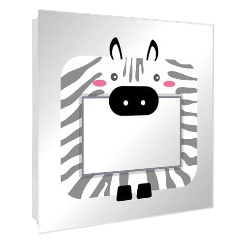 banjado Schlüsselkasten mit Spiegelfront - Schlüsselbox 30cm x 30cm mit 50 Haken - Korpus weiß Scharnier rechts -Schlüsselkasten modern für Schlüsselaufbewahrung - Motiv Zebra Bilderrahmen banjado Schlüsselkasten mit Spiegelfront - Schlüsselbox 30cm x 30cm mit 50 Haken - Korpus weiß Scharnier rechts -Schlüsselkasten modern für Schlüsselaufbewahrung - Motiv Zebra Bilderrahmen von banjado