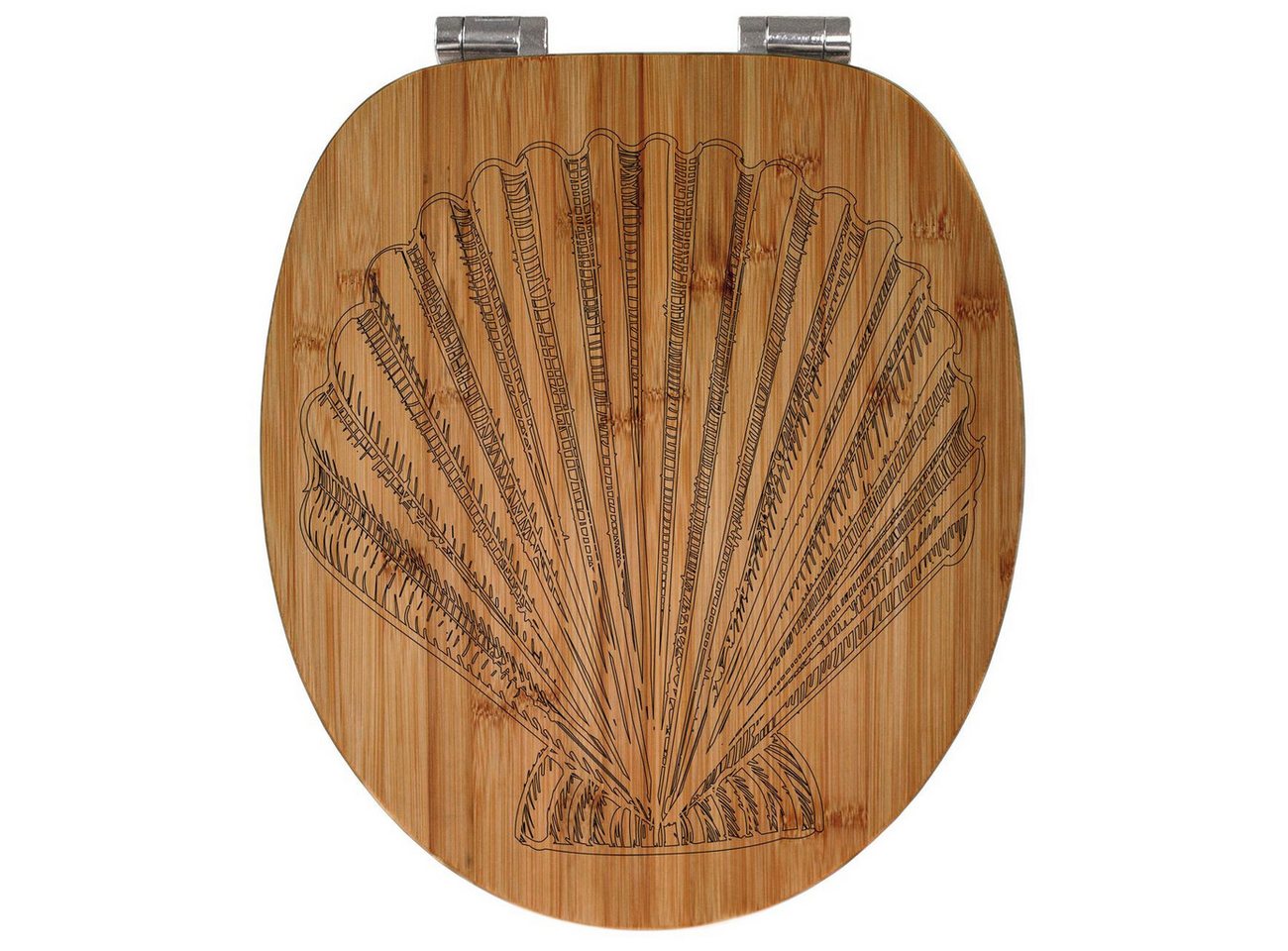 banjado WC-Sitz Bambus mit Gravur Muschel 1 (umweltfreundliches Material, integrierte Absenkautomatik), 45,8 x 37,5 x 5 cm von banjado