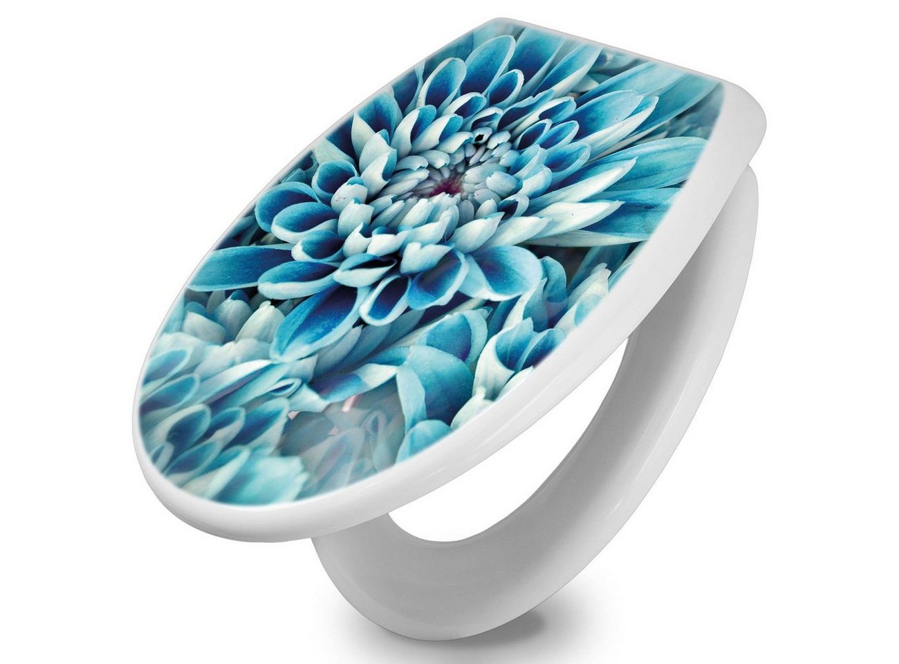 banjado WC-Sitz Motiv Blaue Blüten (umweltfreundliches Material, integrierte Scharniere), ‎44 x 37 x 5cm von banjado