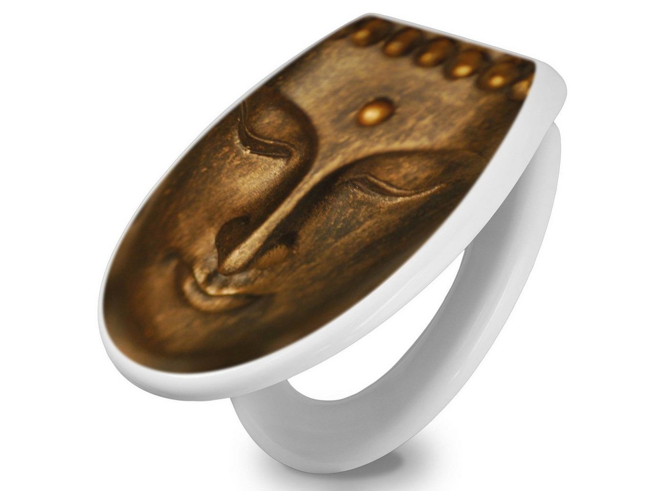banjado WC-Sitz Motiv Buddha Gold (umweltfreundliches Material, integrierte Scharniere), ‎44 x 37 x 5cm von banjado