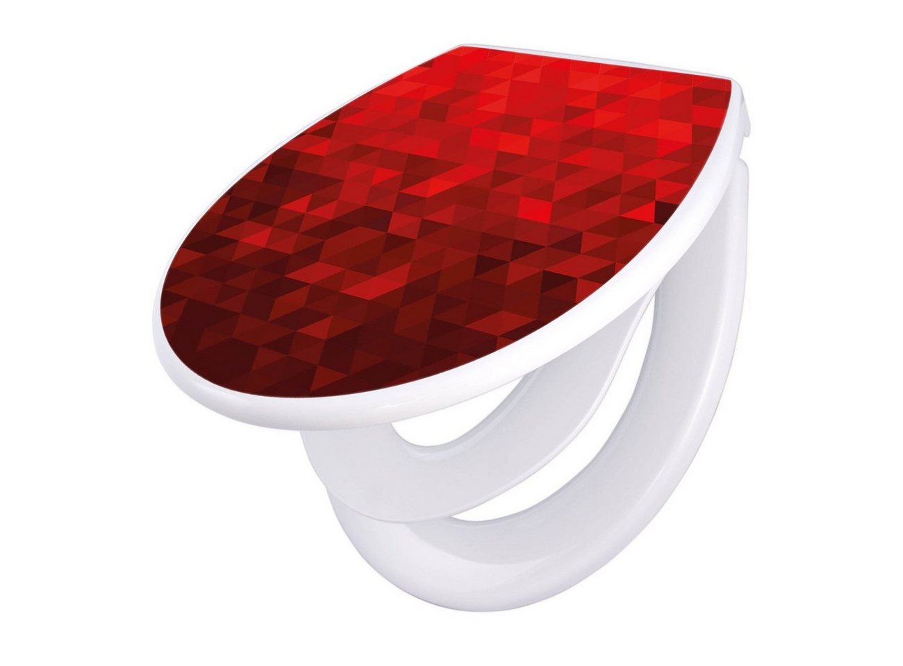 banjado WC-Sitz Motiv Dreiecke Rot (mit Kindersitz, integrierte Scharniere), ‎44 x 37 x 5cm von banjado
