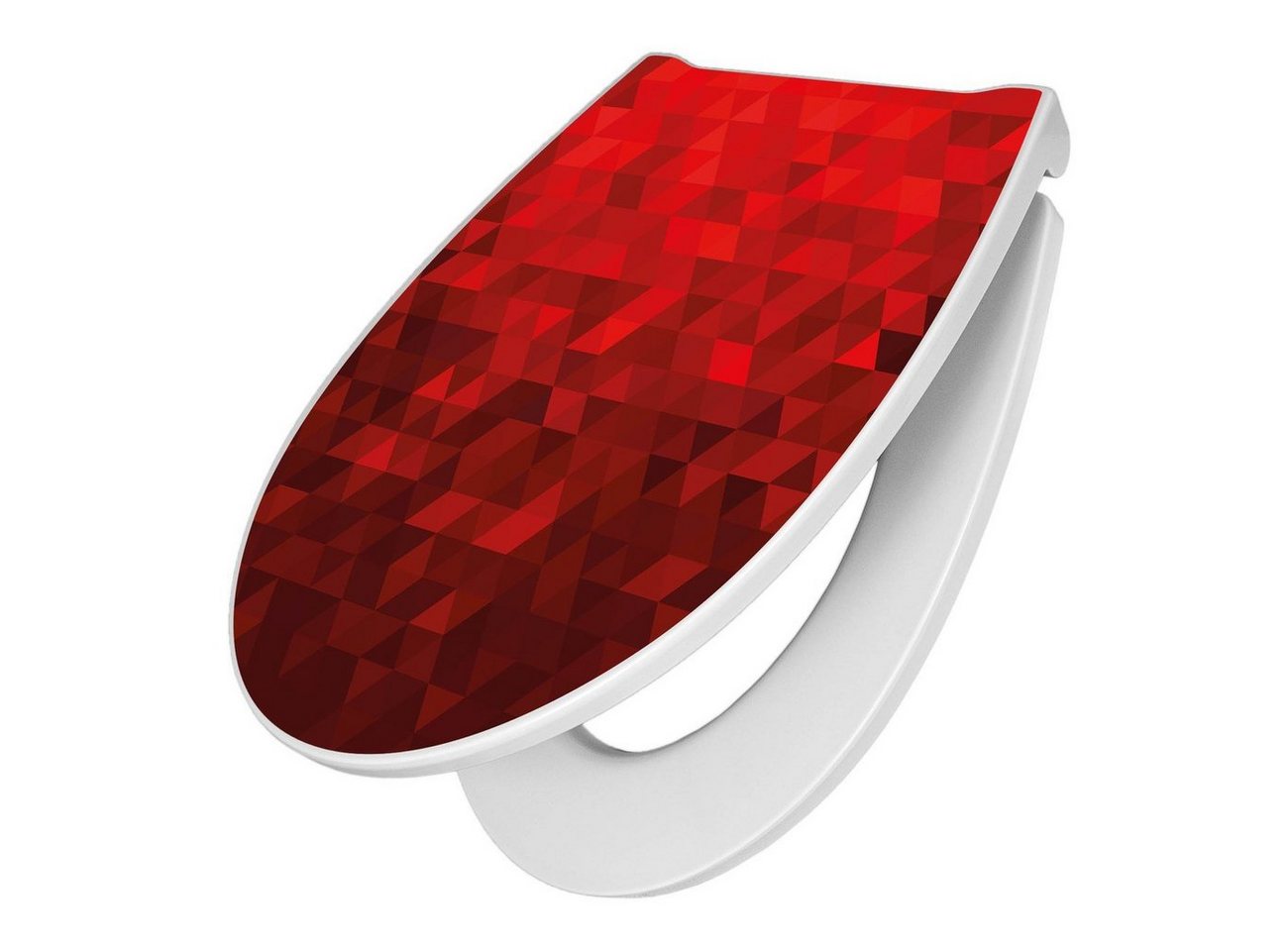 banjado WC-Sitz Motiv Dreiecke Rot (umweltfreundliches Material & Take-Off Technologie, Softclose Absenkautomatik), 45 x 38,4 x 4,2cm von banjado