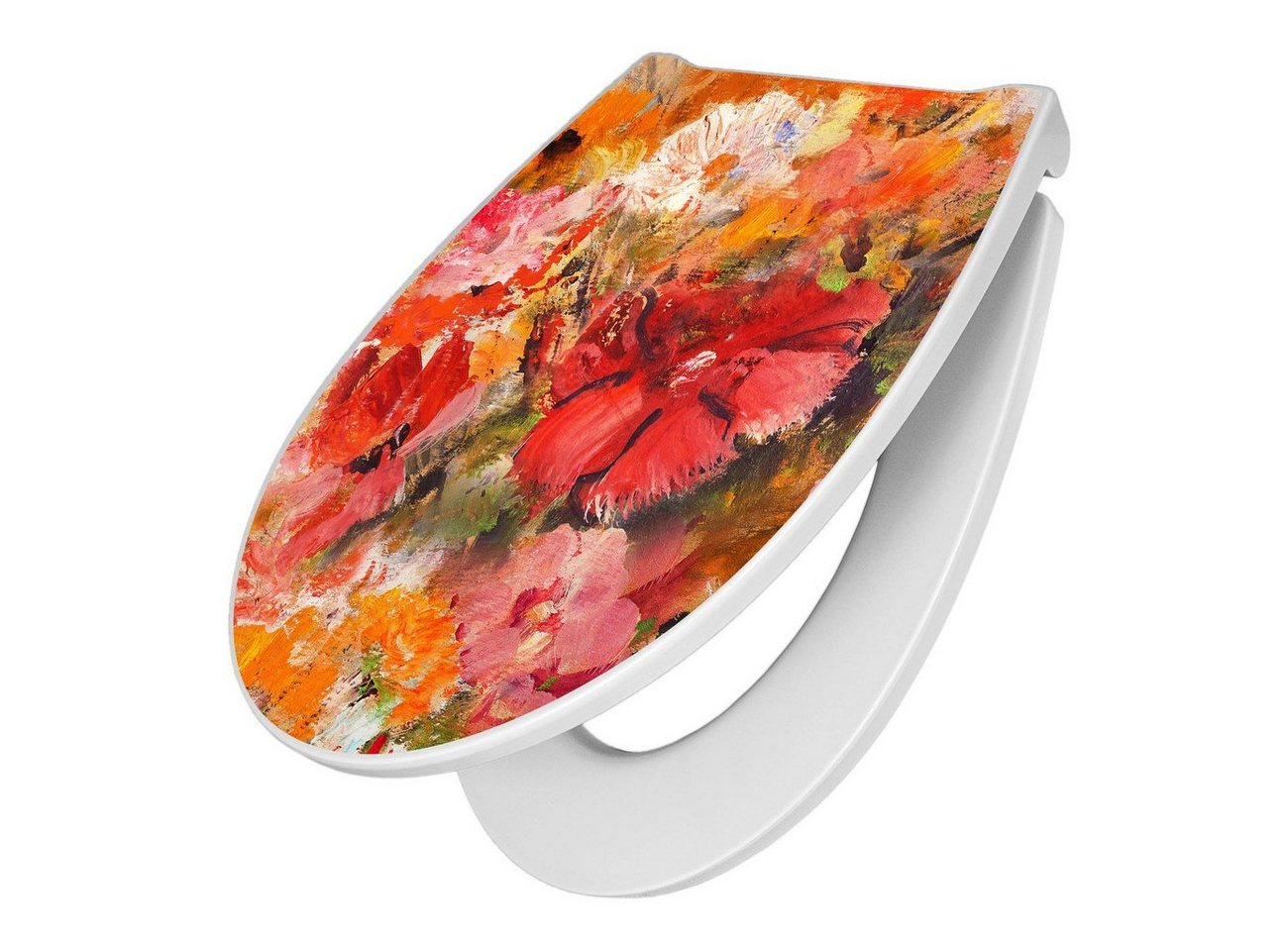 banjado WC-Sitz Motiv Fallende Blumen (umweltfreundliches Material & Take-Off Technologie, Softclose Absenkautomatik), 45 x 38,4 x 4,2cm von banjado