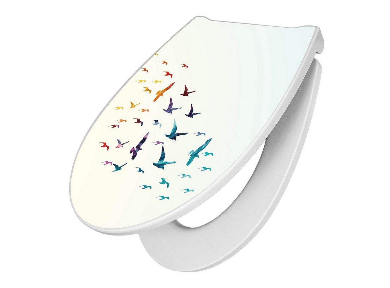 banjado WC-Sitz Motiv Fliegende Vögel (umweltfreundliches Material & Take-Off Technologie, Softclose Absenkautomatik), 45 x 38,4 x 4,2cm von banjado