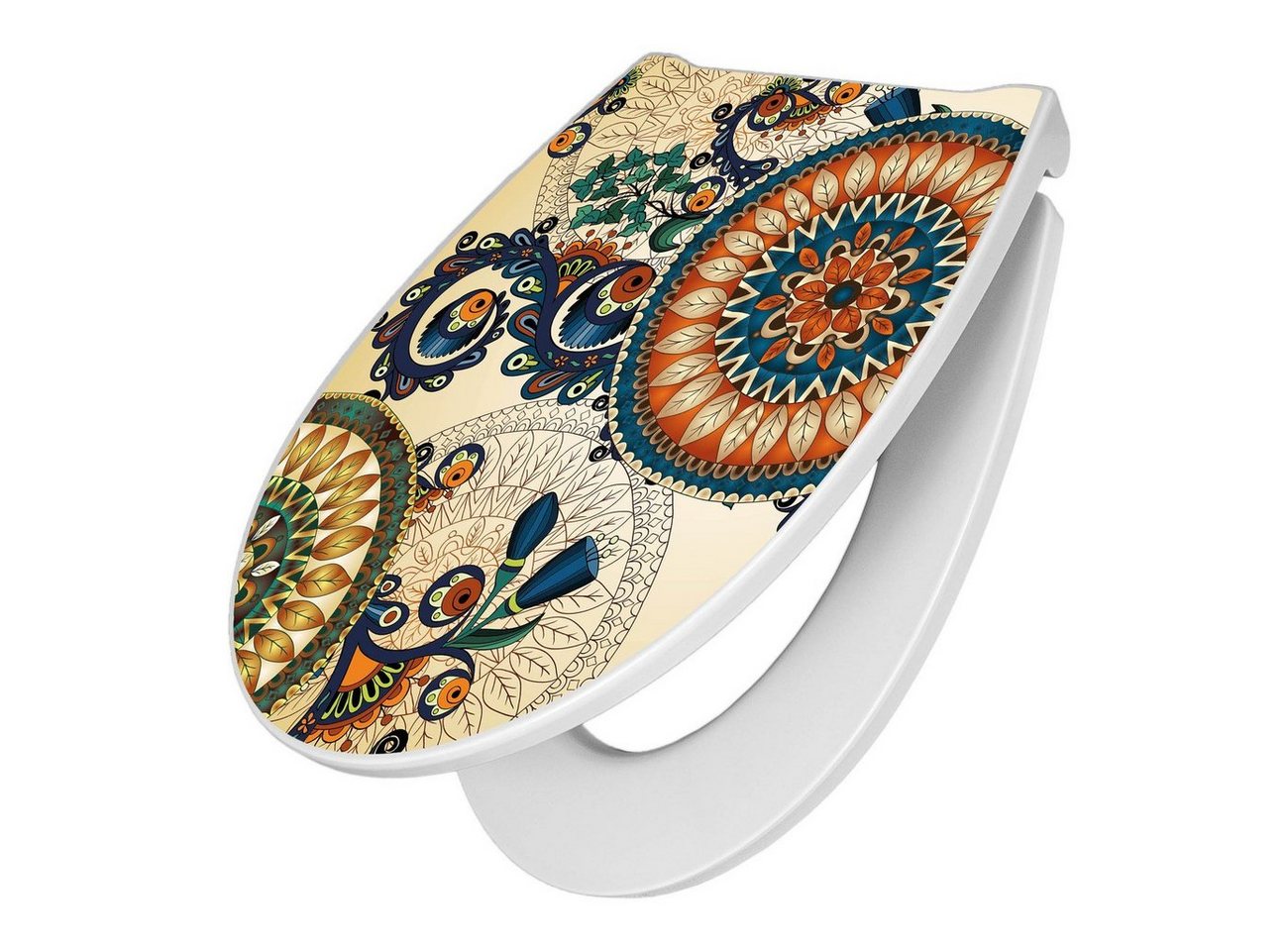 banjado WC-Sitz Motiv Modernes Mandala (umweltfreundliches Material & Take-Off Technologie, Softclose Absenkautomatik), 45 x 38,4 x 4,2cm von banjado