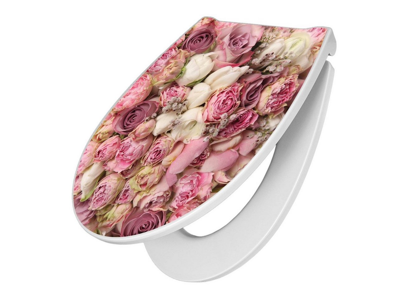banjado WC-Sitz Motiv Strauss Rosen (umweltfreundliches Material & Take-Off Technologie, Softclose Absenkautomatik), 45 x 38,4 x 4,2cm von banjado