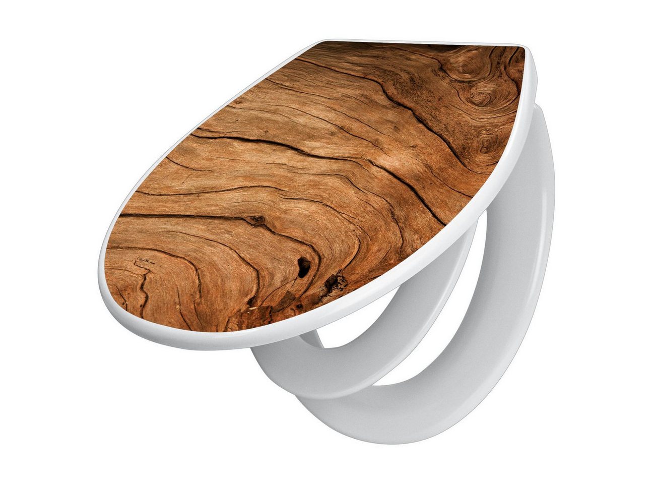 banjado WC-Sitz Motiv Trockenes Holz (mit Kindersitz, integrierte Scharniere), ‎44 x 37 x 5cm von banjado