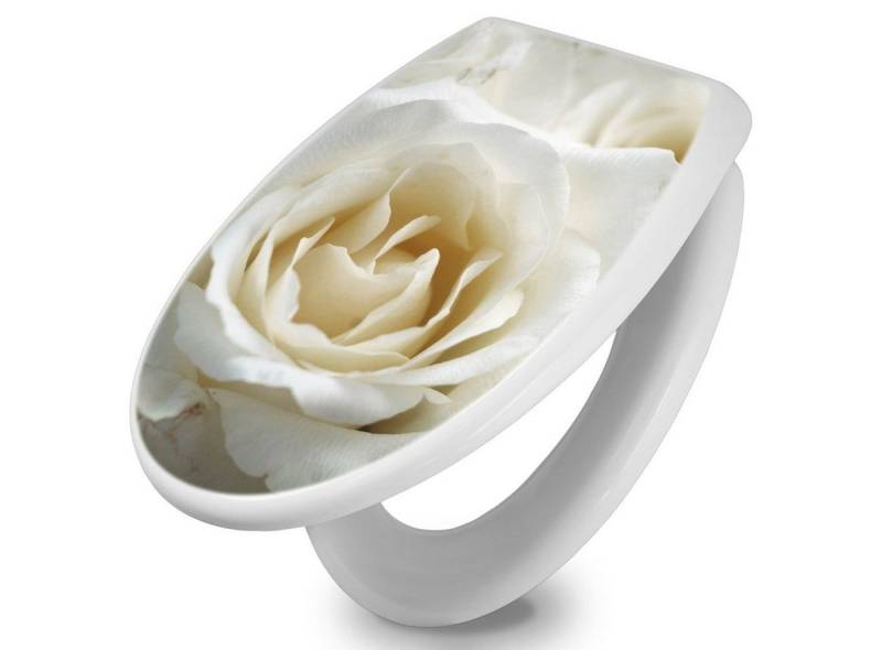 banjado WC-Sitz Motiv White Roses (umweltfreundliches Material, integrierte Scharniere), ‎44 x 37 x 5cm von banjado