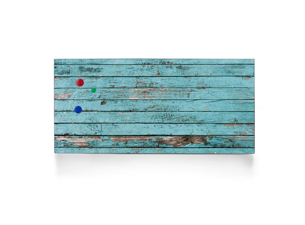 banjado Wandtafel Stahl Blaue Holzlatten, (inkl. 4 Magnete, Stahlmagnettafel) von banjado