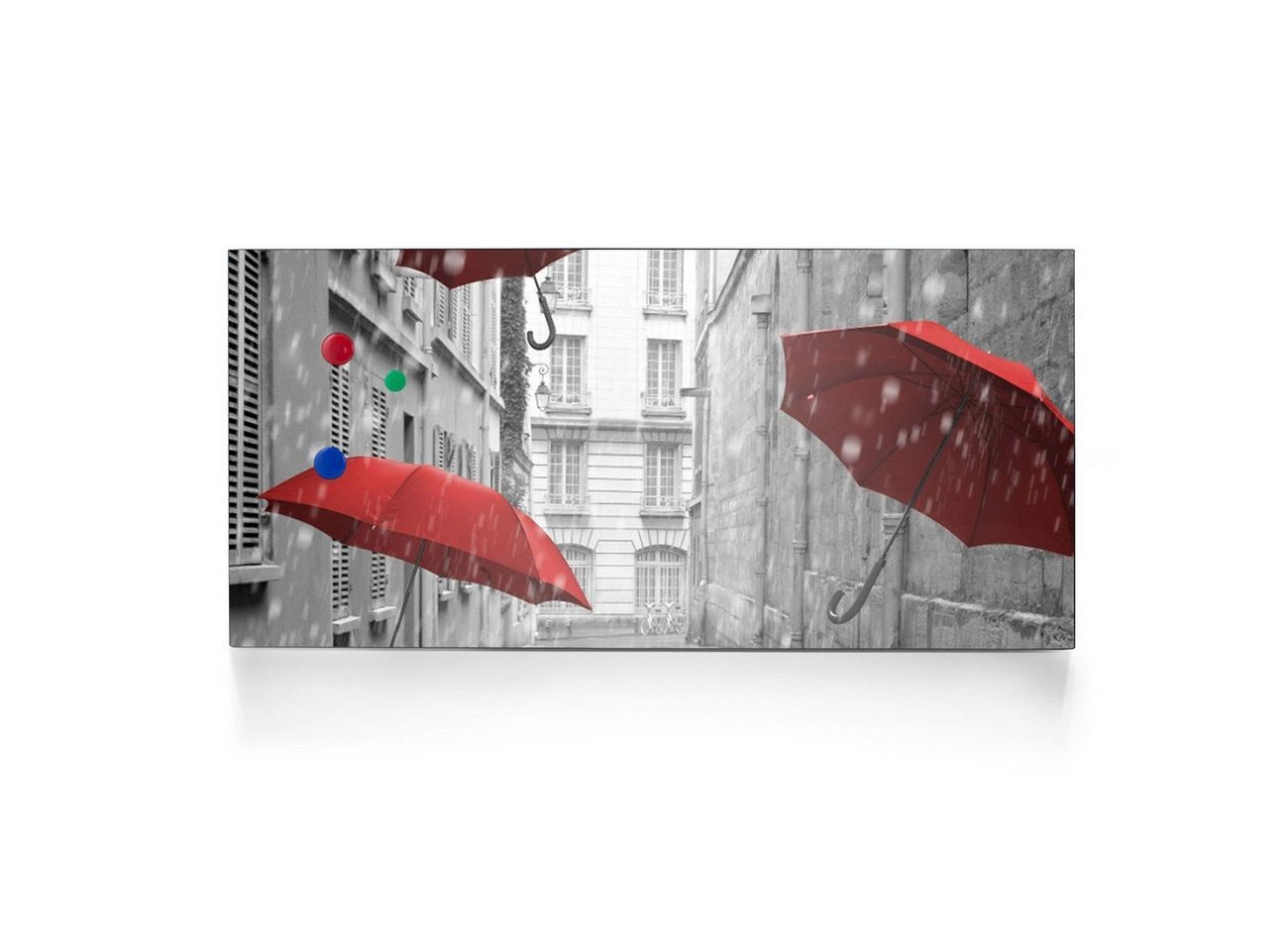 banjado Wandtafel Stahl Rote Schirme, (inkl. 4 Magnete, Stahlmagnettafel) von banjado