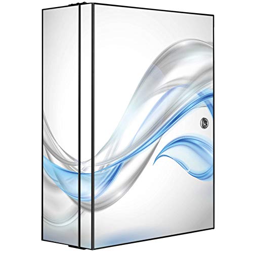 banjado Medizinschrank abschliessbar mit Motiv Blauer Schleier 35x46x15cm - großer Arzneischrank für die Hausapotheke - Medikamentenschrank aus Metall zur Medikamenten Aufbewahrung von banjado