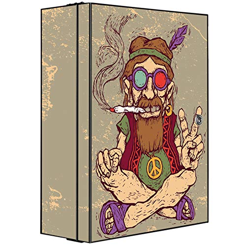 banjado Medizinschrank abschliessbar mit Motiv Peace 35x46x15cm - großer Arzneischrank für die Hausapotheke - Medikamentenschrank aus Metall zur Medikamenten Aufbewahrung von banjado