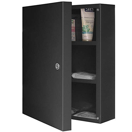 banjado® XXL Medizinschrank abschliessbar 35x46x15cm - großer Arzneischrank/Medikamentenschrank aus Metall zur Medikamenten Aufbewahrung - Apothekerschrank mit 2 Schlüsseln anthrazit von banjado