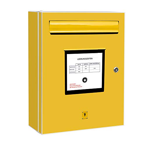 banjado Medizinschrank abschliessbar mit Motiv Briefkasten Gelb 35x46x15cm - großer Arzneischrank für die Hausapotheke - Medikamentenschrank aus Metall zur Medikamenten Aufbewahrung von banjado