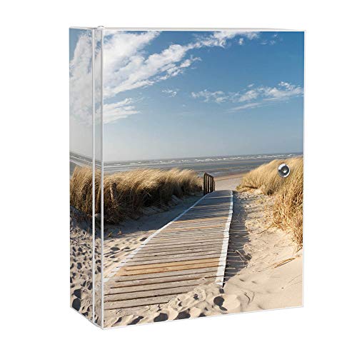 banjado Medizinschrank abschliessbar mit Motiv Dünen 35x46x15cm - großer Arzneischrank für die Hausapotheke - Medikamentenschrank aus Metall zur Medikamenten Aufbewahrung von banjado