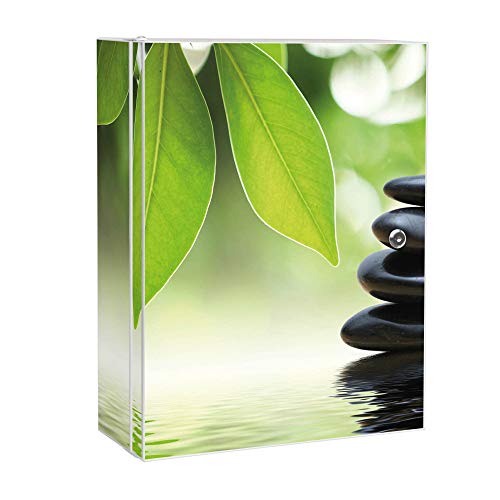 banjado Medizinschrank groß abschließbar | Arzneischrank 35x46x15cm | Medikamentenschrank aus Metall weiß mit Motiv Steine&Relax banjado Medizinschrank groß abschließbar | Arzneischrank 35x46x15cm | Medikamentenschrank aus Metall weiß mit Motiv Steine&Relax von banjado