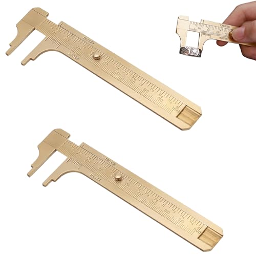 2 Stücke Mini-Messschieber Aus Messing,Schieblehre,Messschieber Analog,Schieblehre Analog,Caliper,Messschieber Aus Messing,Doppelmaßstab Messwerkzeug,Nonius Skala(Double Scale 100mm) von banjiabb
