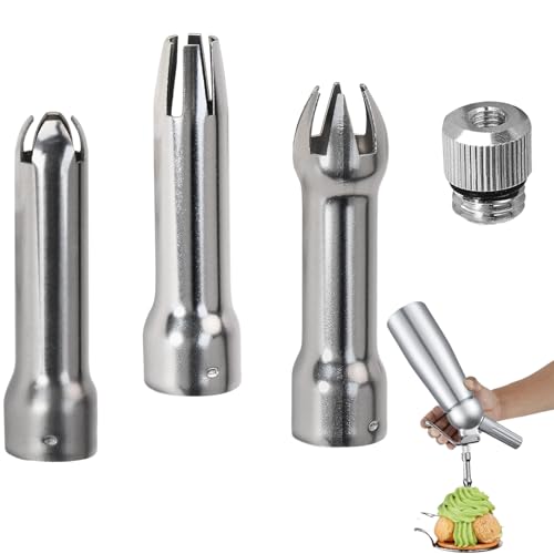 3 Er Sahnespender Ersatzteile,Für Sahnespender-Ersatztüllen,Edelstahl Tüllen ,Spritztüllen Set Für Tüllen-Set Universal-Sahnespender-Ersatztüllen Fur Sprühen Von Sahne,Cremes,Desserts,Espuma Uvm von banjiabb