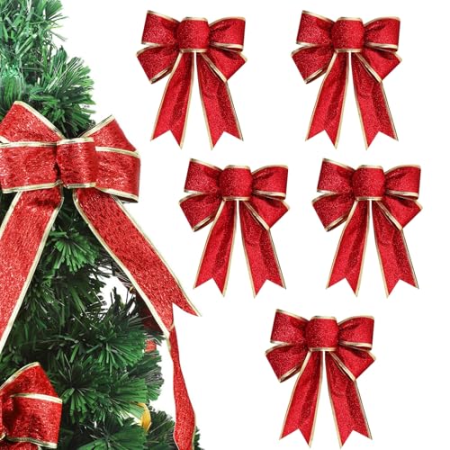 5 Stück 20X18CM Weihnachtsschleifen Rot,Rote Schleifen Weihnachten,Glitzer Weihnachten Schleifen,Weihnachtsbaumschmuck,Schleifen Weihnachtsbaum für Weihnachtskranz,Weihnachtsfeiern,Geschenkdekoration 5 Stück 20X18CM Weihnachtsschleifen Rot,Rote Schleifen Weihnachten,Glitzer Weihnachten Schleifen,Weihnachtsbaumschmuck,Schleifen Weihnachtsbaum für Weihnachtskranz,Weihnachtsfeiern,Geschenkdekoration von banjiabb