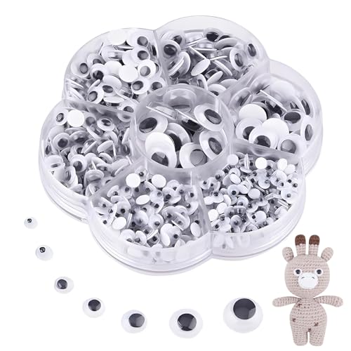 700 Stück Wackelaugen Selbstklebend,Selbstklebend Wackelaugen,Wackelaugen,Kulleraugen Selbstklebend,Kulleraugen,Klebeaugen,Klebeaugen Selbstklebend,4mm -12mm für DIY Scrapbooking Spielzeuge Zubehör von banjiabb