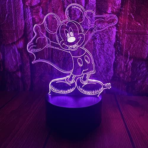Niedliche Minnie Mickey Mouse Anime Figur Charakter 3D LED Optische Illusion SchlafNachtlicht mit Fernbedienung 16 Farben Schlafzimmer Dekor Tischlampe Geburtstag Weihnachten Geschenke für Kinder von bantogogo