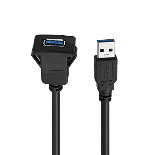 Baolongking USB Armaturenbrett-Kabel für bündige Montage, USB 3.0, Verlängerungskabel für Armaturenbrett, für Auto, Boot, Motorrad (Square Single USB 3.0 2M) von baolongking