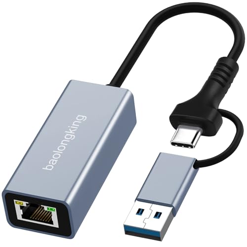 USB 3.0 auf Ethernet Adapter mit USB C auf RJ45 Gigabit LAN 1000 Mbps kabelgebundenes Netzwerk, Ethernet auf USB Type-C 1000Mbps Netzwerkadapter für Windows XP, Mac OS, Linux, VISTA 7 8 10 11 (2 in 1) USB 3.0 auf Ethernet Adapter mit USB C auf RJ45 Gigabit LAN 1000 Mbps kabelgebundenes Netzwerk, Ethernet auf USB Type-C 1000Mbps Netzwerkadapter für Windows XP, Mac OS, Linux, VISTA 7 8 10 11 (2 in 1) von baolongking