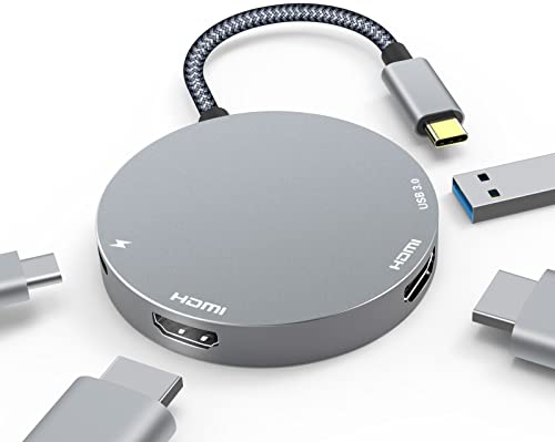 baolongking USB C auf Dual HDMI Adapter, USB Typ C auf Dual Monitor HDMI Adapter 4K @ 60Hz, USB C Multiport Adapter Hub für MacBook/Chromebook/SurfaceBook/XPS/Laptop/Galaxy Handy/mehr von baolongking