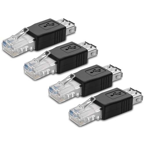 baolongking USB-auf-Ethernet-Adapter, USB-auf-RJ45-Adapter, 4er-Pack USB 2.0-Buchse auf Lan RJ45 8P8C-Stecker Crystal Ethernet 10 MB/100 MB Netzwerkadapter von baolongking