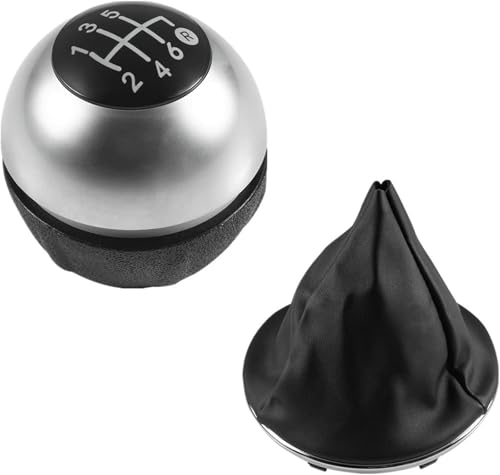 baoquan Auto-Schaltknauf Für Fiat 500 500C 2007-2018 Schaltknauf Gamasche Boot Abdeckung Fall(2pcs Silver 6 speed) von baoquan