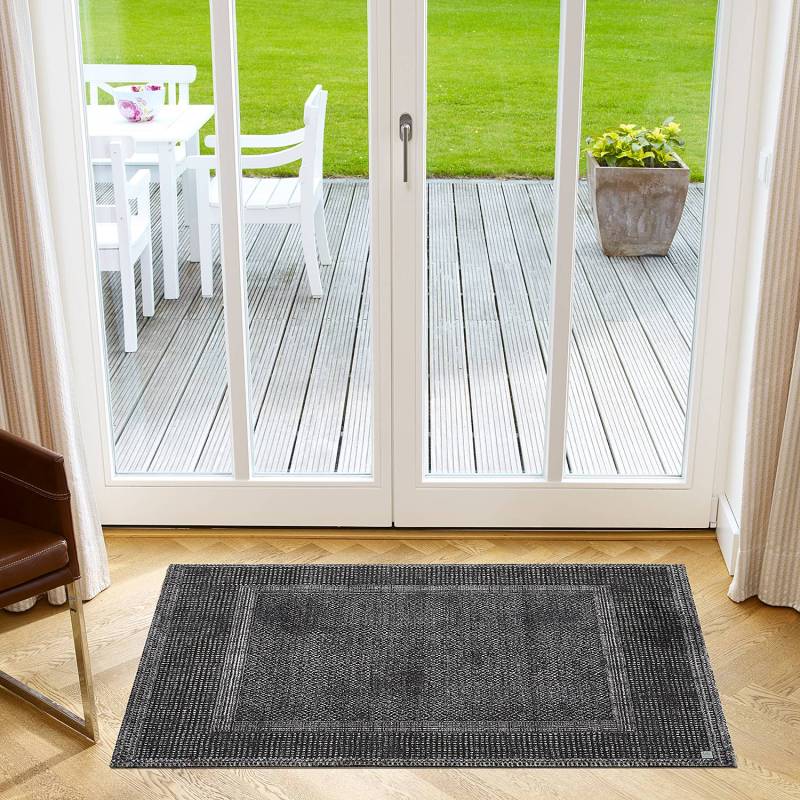 home24 Fußmatte Square 67 x 110cm Grau/Dunkelgrau von home24