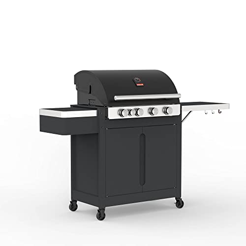 Barbecook Gasgrill-wagen Stella 4311 50MB mit 3 Brenner und Infrarot Seitenbrenner, Wagen mit Türen, schwarz, 174x59x119cm von barbecook