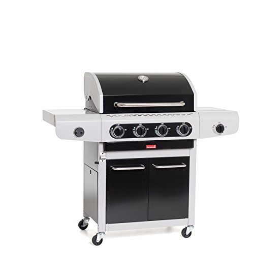 Barbecook Gasgrill-wagen mit Deckel und Grill-thermometer leistungsstark 14kW, schwarz, 132x55,7x118,8 cm von barbecook