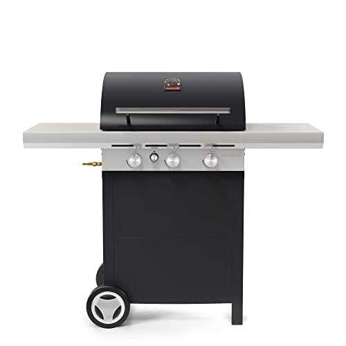 Barbecook Gasgrill-wagen Spring 3002 50 MB mit 3 brenner und 2 feste Beistelltische, schwarz, 133x57x115cm von barbecook