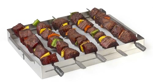 Barbecook Grillspießhalter Universal mit 5 Edelstahl-Spießen Grill Zubehör Spieß-Halterung matt spülmaschienen-geeignet von barbecook