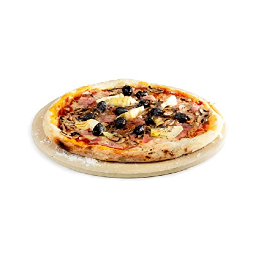 barbecook Pizzastein für Gasgrill und Backofen, Pizza Stone Grill Zubehör aus Feuerfestem Ton, Universal, Rund, 36cm, Schwarz von barbecook