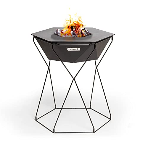 barbecook Feuerschale und Grillplatz Rila im Garten zusammen um das Feuer Grillen mit Ø 75 cm Grillfläche, 71 cm Höhe, Schwarz von barbecook