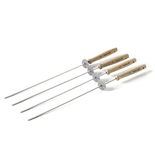 Barbecook Wiederverwendbare Grillspieße, Set mit 4 Spießen, Grillzubehör aus Edelstahl und Holz, 46cm von barbecook