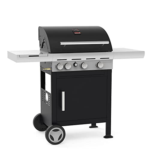 Barbecook Gasgrill-wagen Spring 3212 50 MB mit 3 Brenner und Seitenbrenner, mit Türen und Stauraum, schwarz, 133x57x115cm von barbecook