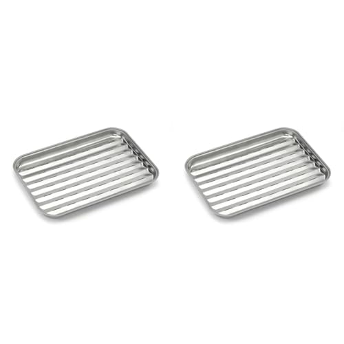 barbecook Wiederverwendbare Grillschale aus Edelstahl, smoker und gasgrill zubehör, rechteckig 34.5x24x3cm (Packung mit 2) von barbecook