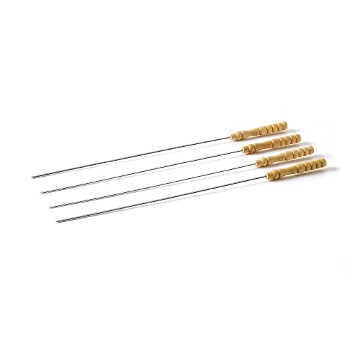 Barbecook Wiederverwendbare Grillspieße, Set mit 4 Spießen, Grillzubehör aus Chrom und Holz, 43cm von barbecook