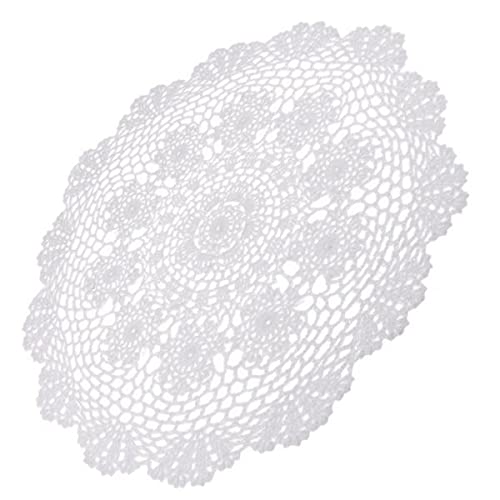 barenx 2 x Teppich-Tischsets mit Häkel-Baumwollspitze, Deckchen, weiße Seerose, 50 cm von barenx